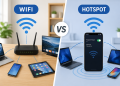 Ilustrasi perbedaan WiFi dan hotspot