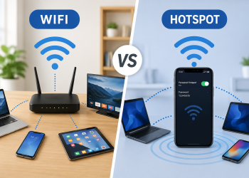 Ilustrasi perbedaan WiFi dan hotspot