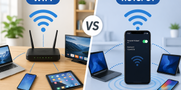 Ilustrasi perbedaan WiFi dan hotspot