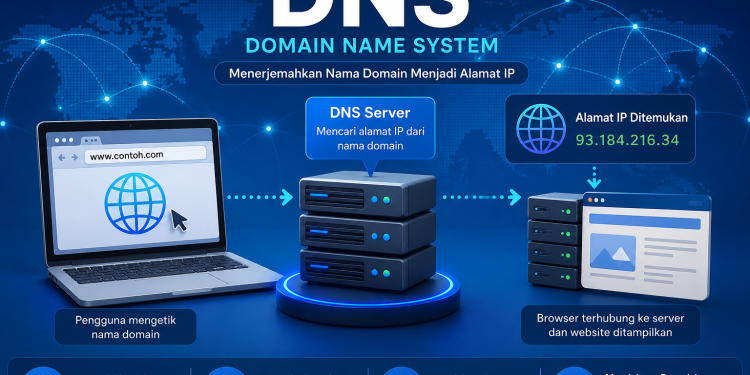 Ilustrasi apa itu DNS dalam jaringan internet