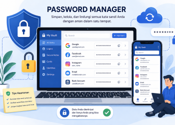 Ilustrasi password manager untuk menyimpan kata sandi secara aman