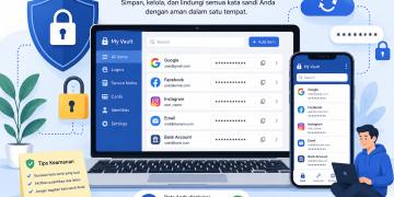 Ilustrasi password manager untuk menyimpan kata sandi secara aman